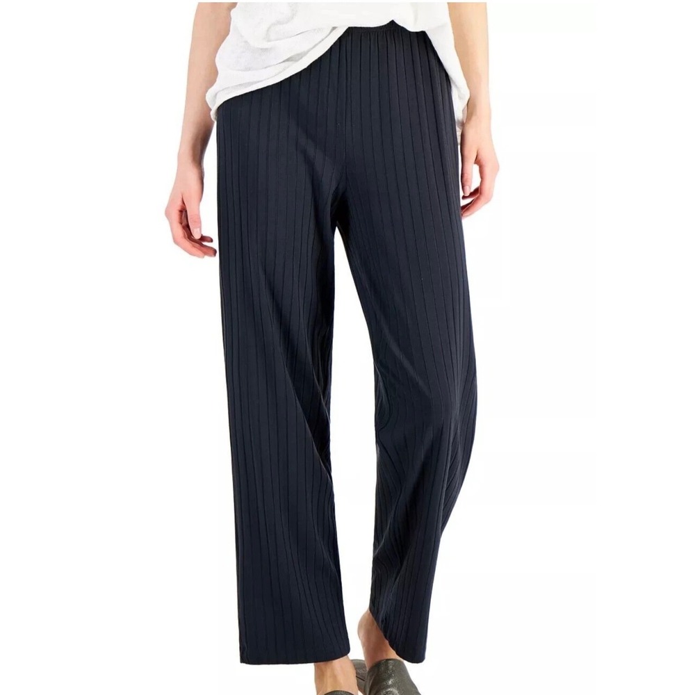 Eileen Fisher Grey Washable Stretch Rib Straight Pant Womens Large‎